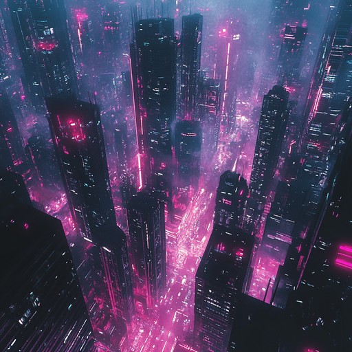 Immerse yourself in an otherworldly soundscape of pulsating synths and robotic rhythms, painting a vivid picture of a sprawling, neon soaked metropolis. The track weaves intricate electronic layers, driving bass lines, and shimmering melodies that transport the listener to a boundless, high tech world filled with cybernetic intrigue and digital dreams.