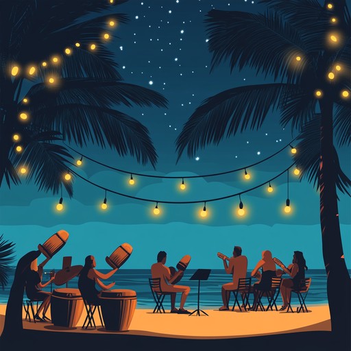 A vibrant track featuring lively salsa rhythms and pulsating percussion, creating an atmosphere of celebration and joy reminiscent of a beachfront fiesta.