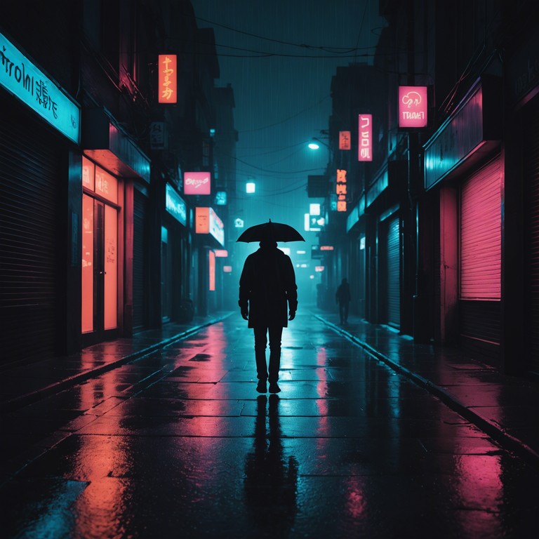 This track captures the essence of a lonely, introspective night walk through the neon lit streets of a bustling city. The ambient sounds of distant traffic and the occasional faint voices blend with a haunting saxophone melody, creating a reflective mood that suggests a narrative of personal discovery and quiet realization in the midst of urban chaos.