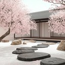 soft instrumental reflecting tranquil beauty of ancient japanese gardens