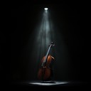 melancholic cello echoes in an empty, shadowed theater.