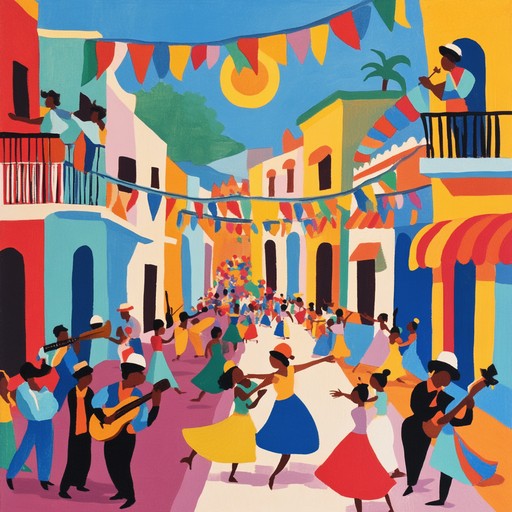 Experience the lively streets of a latin carnival, with vivid rhythms and infectious energy. The song captures the essence of a joyous community celebration, filled with dancing, laughter, and colorful parades under the festive sky.