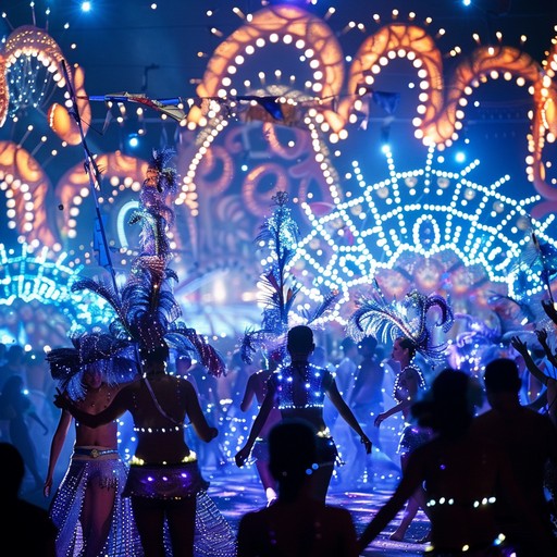 A mesmerizing samba featuring rhythmic percussion, lush brass, and soft hypnotic background textures. The entrancing beat and layers of intricate patterns create an immersive experience, transporting listeners to an enchanting brazilian carnival at night.