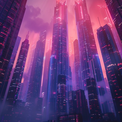 Dive into a mesmerizing, futuristic soundscape with ethereal melodies winding through a neon lit cyberpunk city. The serene synth pads allow you to wander through virtual streets, creating an otherworldly ambiance intertwined with digital echoes and glitchy elements, leading to a tranquil yet immersive sonic experience.