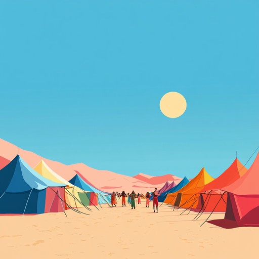 A vibrant and uplifting instrumental track inspired by the nomadic tribes of the desert, blending traditional middle eastern rhythms with modern production. The melody weaves through sun drenched landscapes, evoking a sense of freedom, adventure, and cultural richness. Perfect for capturing the essence of a joyous journey under the eternal sun.