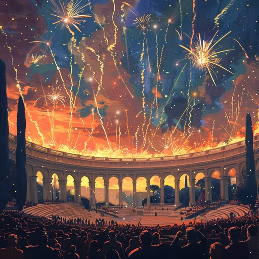 Immerse in a grand orchestral celebration filled with uplifting melodies, powerful brass sections, and exuberant strings, capturing the essence of a triumphal jubilee. Perfect for exuberant ceremonies, royal events, and magnificent celebrations