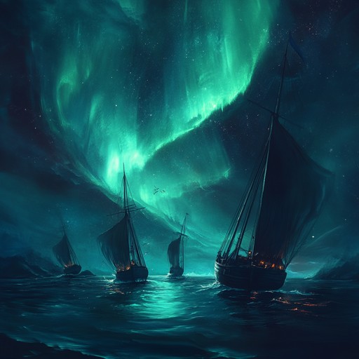 Immerse yourself in a tranquil soundscape that reflects the peaceful journey of the russian navy as they navigate under the luminous aurora of the arctic skies.