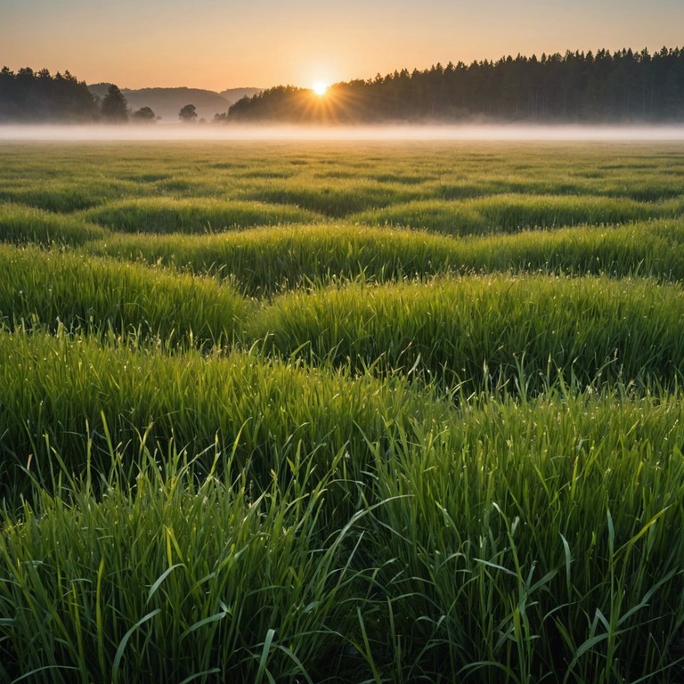 The track captures the essence of waking up to a gentle, sunny morning with dew still fresh on the ground. It symbolizes new beginnings and the beauty of nature's calm. The harp's plucks resemble droplets, inspiring a sense of renewal and peace.