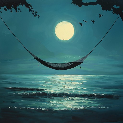 Imagine yourself lying in a hammock under the moonlit sky, surrounded by the soothing sounds of a gentle ocean breeze and distant bird calls mingling with airy synths. This composition features delicate instrumentation that evokes a serene, exotic paradise, perfect for a cozy, intimate setting.