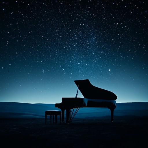 A flowing, melodic ballad that evokes the serene feeling of a peaceful night under a starlit sky, with gentle harmonies and a tender, wistful melody, perfect for evoking memories and dreams. Solo piano meanders through lush soundscapes, harmonizing seamlessly with soft string accompaniment to create a profoundly contemplative atmosphere.