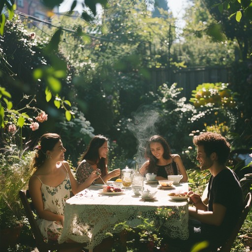 Imagine a sunny afternoon in a serene garden, where friends gather for tea and laughter. Light hearted melodies dance with quirky rhythms, evoking a sense of childlike wonder and carefree joy. Ideal for creating an uplifting atmosphere during casual get togethers.