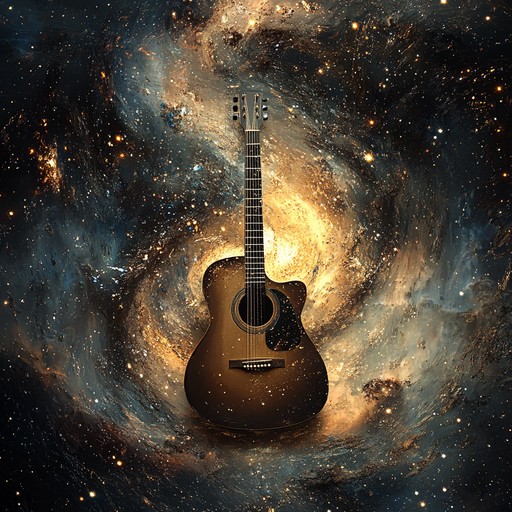 This soothing instrumental piece captures the essence of a romantic night beneath the cosmos. Gentle acoustic guitar strings weave together a melody that inspires feelings of love and wonder, as if two souls are united under the infinite canopy of stars.