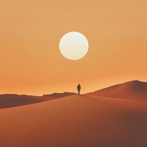 Imagine a solitary figure marching through an expansive, unforgiving desert, their steps imbued with perseverance and a quiet, reflective melancholy. The acoustic guitar paints the stark beauty and desolation of their journey