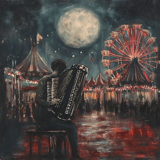 An eerie polka track invoking images of a haunted carnival, complete with ghostly accordion melodies, mysterious background whispers, and unsettling undertones. This composition explores the darker side of the usually joyful polka genre, evoking a sense of playful dread and creeping unease. Perfect for creating a thrilling, creepy atmosphere.