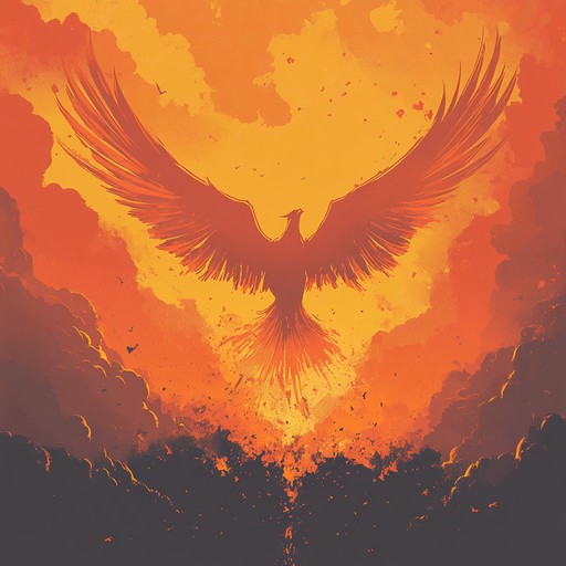 An instrumental piece featuring dynamic erhu melodies and epic percussion, capturing the mythical phoenix's ascension from ashes, blending eastern and western musical styles to evoke themes of renewal and triumph.