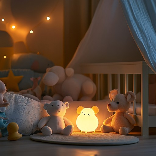 This track creates a peaceful atmosphere with gentle, calming melodies perfect for lulling children to sleep, taking inspiration from classic fairy tales and lullabies, enhancing the serene and magical bedtime experience.