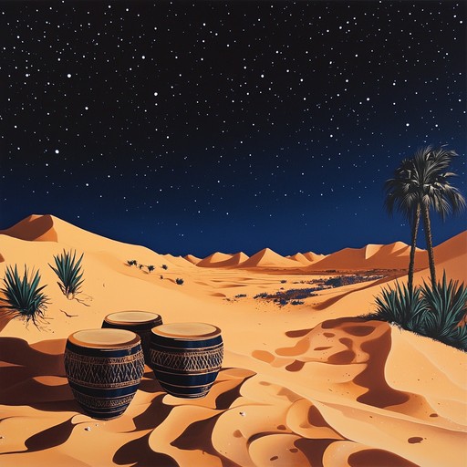 A soulful blend of deep bass grooves and traditional saharan influences, creating an immersive journey through the desert night with resonant rhythms, hypnotic melodies, and lush harmonies