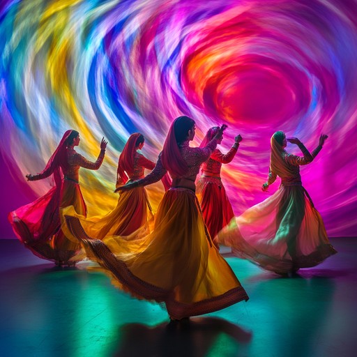 An instrumental bhangra track bursting with chaotic energy, blending traditional punjabi rhythms with frenetic modern beats, creating an intense dance atmosphere.