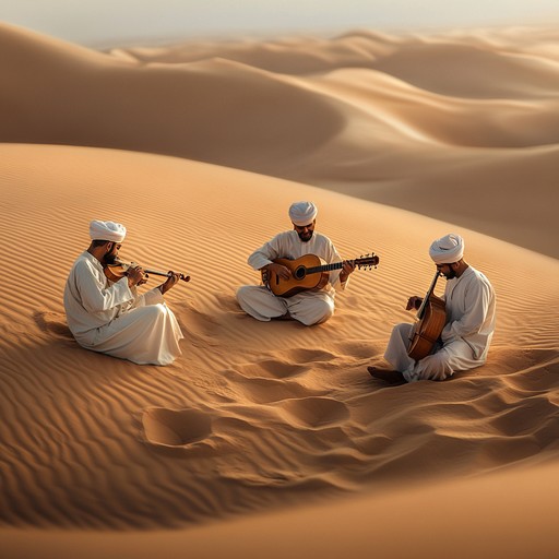 A vibrant instrumental combining desert melodies with modern beats, evoking a thrilling journey