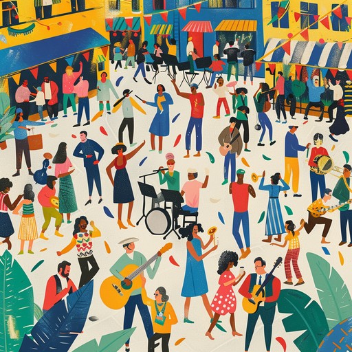 An energetic and soulful instrumental track with funky guitar riffs, groovy bass lines, and punchy brass sections. The lively beat keeps audiences on their feet, making it a perfect choice for summer parties and street festivals. The rich texture of the instruments creates an upbeat and festive atmosphere, capturing the essence of a vibrant urban block party.