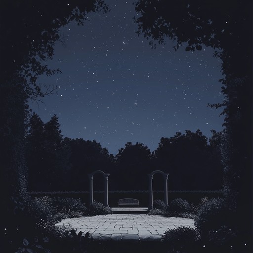 An ambient journey through a moonlit garden, where delicate harps and ambient textures weave together to create a serenade that evokes dreamy elegance and soft reflection, capturing the peacefulness and magic of a serene nocturnal landscape