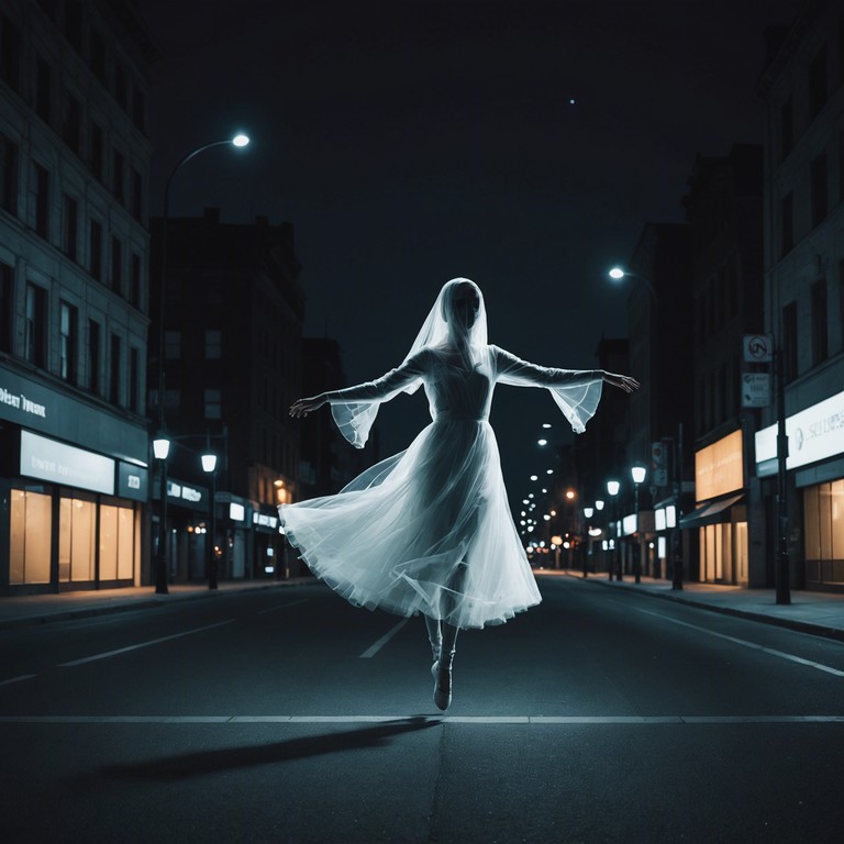 Envision a spectral figure twirling through the mist of midnight, as haunting melodies swirl around, echoing against the concrete and glass of a sleeping city. This track invites listeners to lose themselves in a mesmerizing dance of shadows and lights.