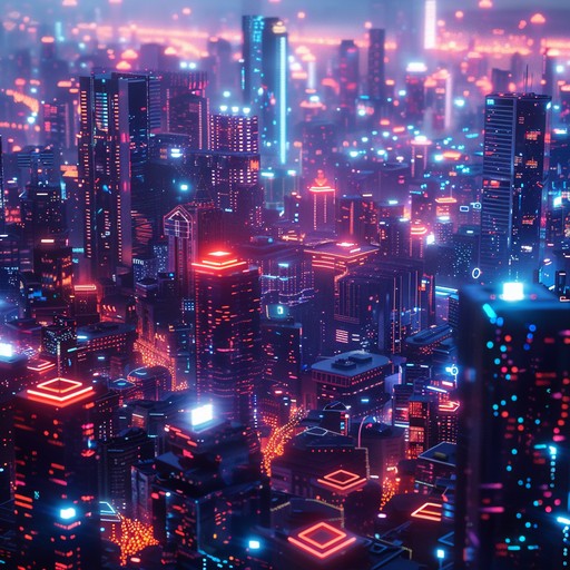 Experience the electric thrill of a cyberpunk cityscape through vivid synthwave melodies and dynamic beats. Perfect for visualizing high tech chases through neon streets under a night sky filled with towering skyscrapers.