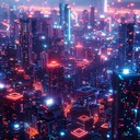 energetic synthwave melody evokes futuristic urban landscapes