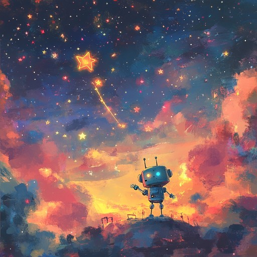 A delightful nursery rhyme with a futuristic twist, utilizing electronic elements to create a mesmerizing, soothing, and whimsical experience perfect for bedtime. This track blends enchanting synth melodies with gentle robotic lullabies, transporting young listeners to a dreamy cosmic wonderland.