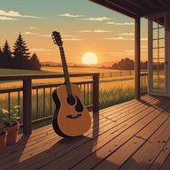 guitar strums under a setting sun