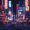 vibrant city nightlife with electrifying synth beats