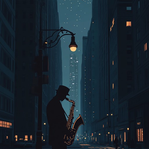 A dynamic track combining anxious saxophone riffs with lively jack swing rhythms, illustrating the tension of city streets after dark.