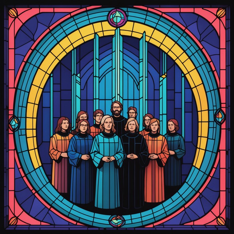 A fusion where vibrant synthwave rhythms meet the soulful expressions of gospel choir harmonies, creating a unique soundscape that feels both reverent and futuristic. The track features a prominent synthesizer that emulates human voices and organ to blend traditional gospel elements with a retro futuristic synthwave vibe. The result is an uplifting and spirited composition that radiates positivity and inspiration.