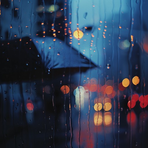 A lone electric guitar gently plucks a melody that reflects a mix of nostalgia and subtle tension. The surroundings evoke a rainy urban night, lights reflecting on wet streets, a sense of solitude amidst the city noise.