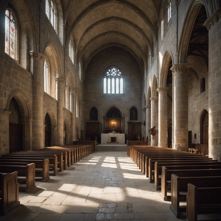 Delve deeper into the serene gloom of gothic architecture where the harpsichord’s solemn melodies invite you to a meditative state, reflecting beneath time worn arches lit by the flicker of candlelight.