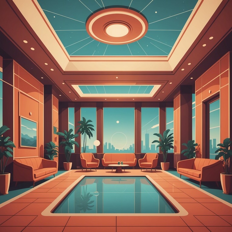 Imagine stepping into a retro styled elevator, where the walls are decked in vibrant oranges and greens. As the doors close, a smooth and deeply funky muzak track begins to play over hidden speakers, infusing the air with a rhythmic, enthralling bassline and jazzy melodies, transforming a routine ride into a delightful musical adventure.