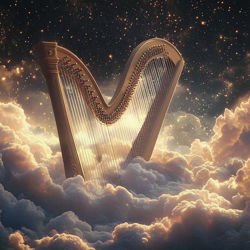 The harp's delicate notes create a soft, ethereal atmosphere, evoking the feeling of drifting through a tranquil and otherworldly dreamscape, perfect for moments of peaceful meditation.