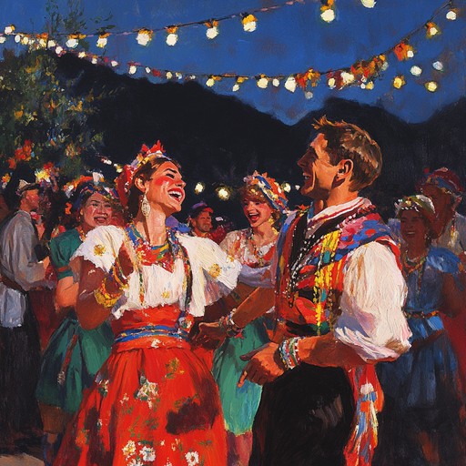 This instrumental track features lively balkan beats fused with gypsy melodies, creating a festive and bouncy atmosphere. The tune's upbeat tempo and playful elements make it perfect for a vivacious carnival or spirited dance gathering.