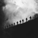 a menacing military march driven by heavy drums and brass.