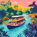 an upbeat samba tune evoking a playful riverboat journey