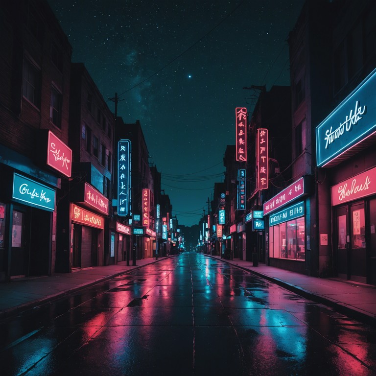 This track encapsulates the essence of solitude amidst a city's neon glow, evoking the feeling of walking through empty streets under flickering lights. The composition uses minimalist synth textures to create a sense of isolation and introspective reflection.