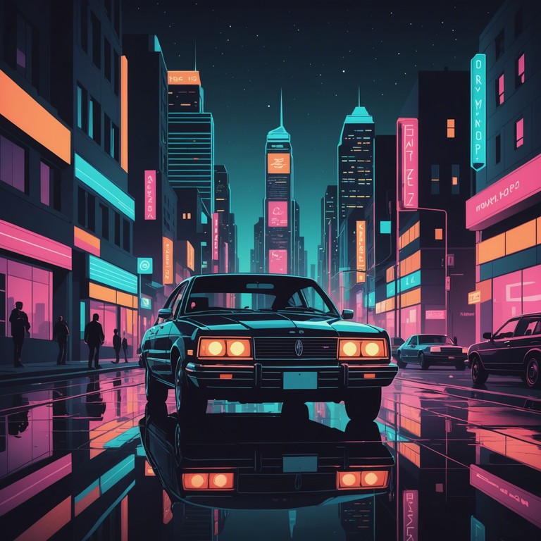 A vibrant synthwave track designed to encapsulate the essence of a nighttime drive through a neon lit city, featuring lush synthesizer textures that evoke a sense of adventure and nostalgia.