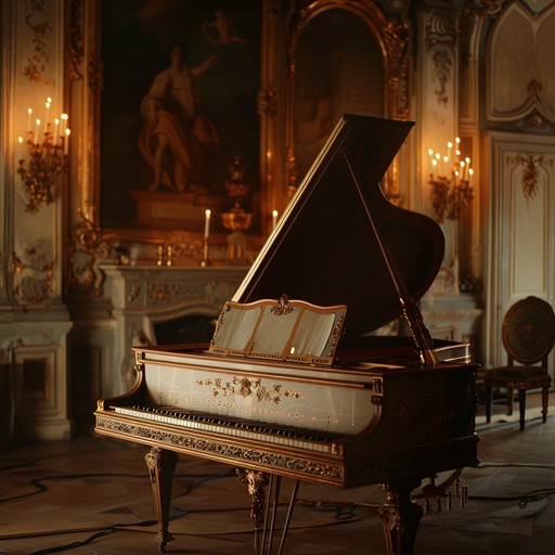 A delicate baroque piece with intricate harpsichord melodies, evoking the intimacy and grace of a bygone era's courtship rituals. This composition offers an exquisite tapestry of notes, inviting listeners into a romantic and serene ambiance