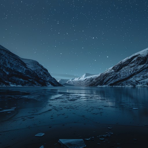 This instrumental track captures the haunting beauty of a silent, snowy landscape under the bright moonlight, evoking a feeling of tranquility mixed with the slight chill of a nordic night.