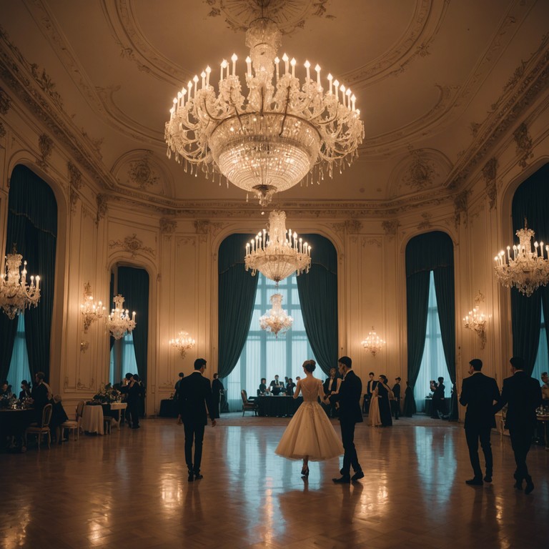 This enchanting waltz composition transports the listener to a festive, joyous event, where the rhythmic swirls of the dance floor invigorate the soul. The music ebbs and flows with grace and charm, capturing the essence of a splendid celebration where joy and refined elegance prevail.