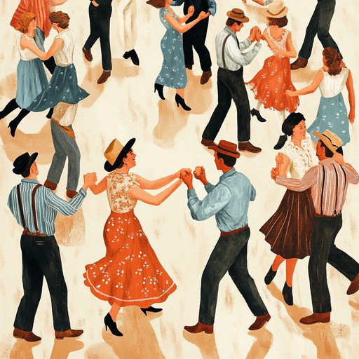 A joyful and lively instrumental perfect for country dancing, featuring twangy guitars, energetic fiddles, and a robust rhythm section to evoke happiness and movement in western landscapes.