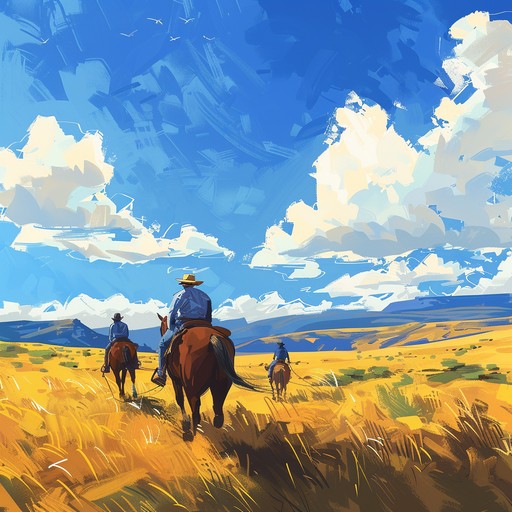 Enjoy a sunny ride through open plains, filled with joyful, twangy guitar melodies and a carefree western vibe.