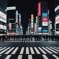 catchy beats with a tokyo skyline