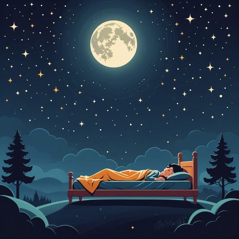 This track features gentle, calming tunes designed to transport children to a restful sleep under a starlit sky. The music flows smoothly, integrating soft melodic structures that echo the quiet peace of night, providing a serene bedtime environment.