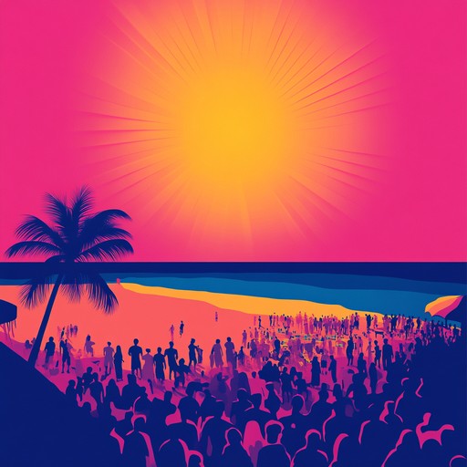 A vibrant instrumental track that encapsulates the essence of a carefree beach party during sunset. Bright and uplifting synths, playful melodies, and upbeat rhythms create an atmosphere of joy and relaxation, perfect for dancing and unwinding with friends as the sky transforms with vivid colors.